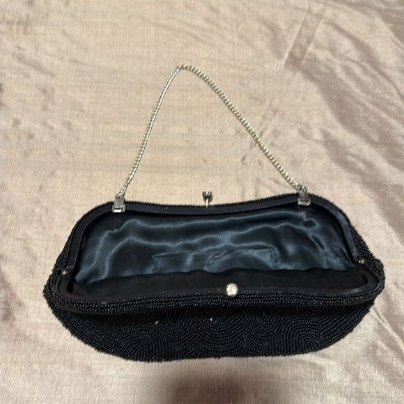 Vintage Emson Handmade Japanese Black Beaded Clutch Evening Bag - Picture 3 of 7